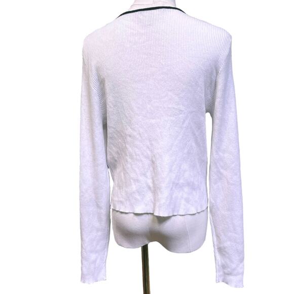 Harper Ivy White Bow Front Sweater XL Black Trim - Picture 8 of 12